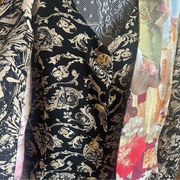 Nwt Deadstock Vintage Carole Little Mixed Media Print Blazer With Attached Vest - Picture 4 of 7